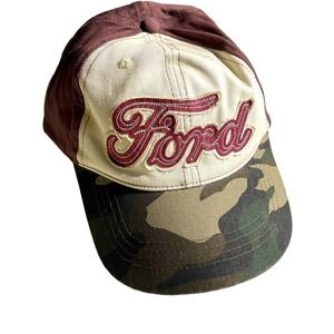 FORD Script Logo Camouflage Brown Sparkle Hat Cap Adjustable
